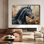 Horses 035 Canvas Art 18" x 24" / 45 x 60 cm / Black