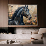 Horses 035 Canvas Art 18" x 24" / 45 x 60 cm / Black