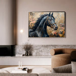 Horses 035 Canvas Art 18" x 24" / 45 x 60 cm / Black
