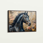Horses 035 Canvas Art 18" x 24" / 45 x 60 cm / Black
