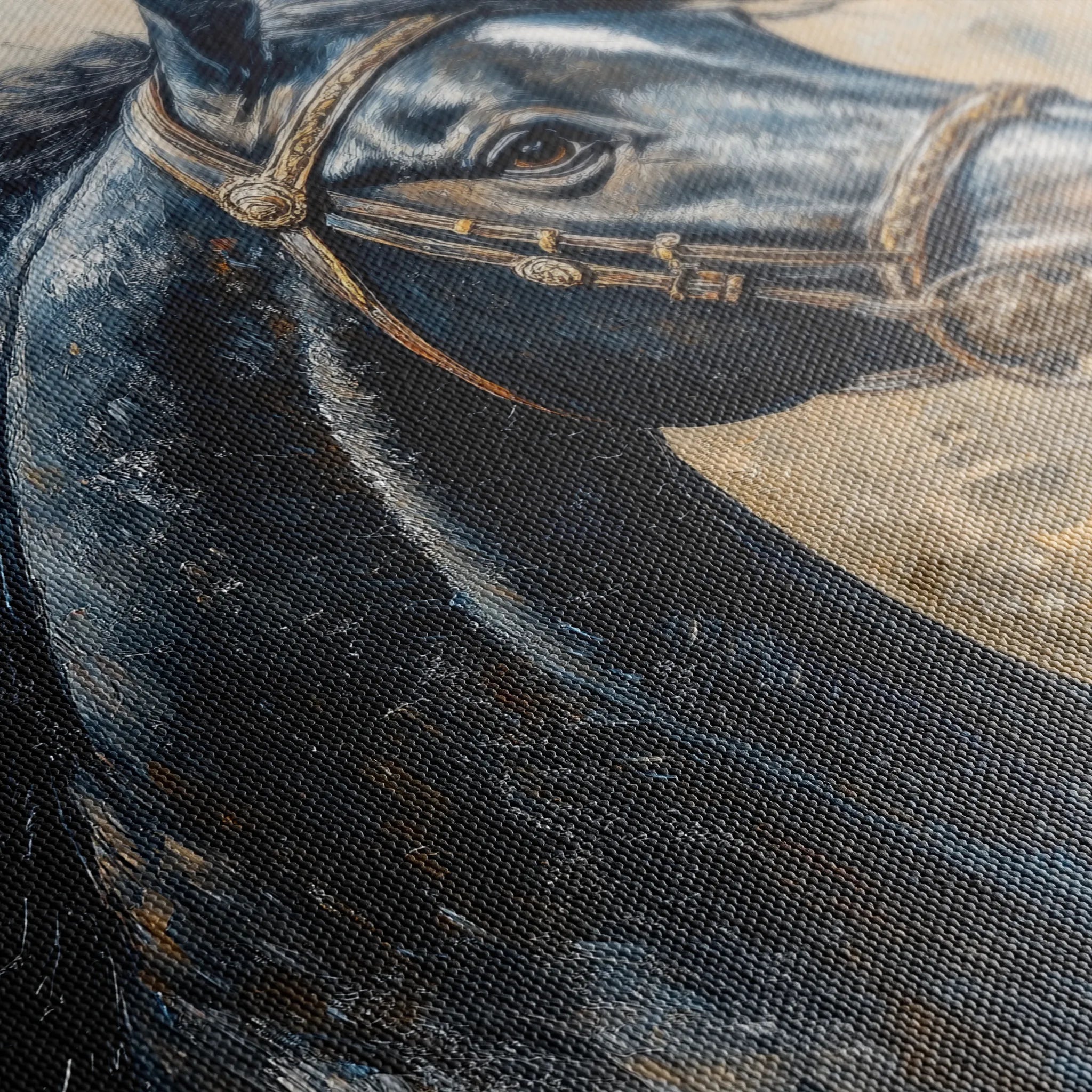 Horses 035 Canvas Art 18" x 24" / 45 x 60 cm / Black