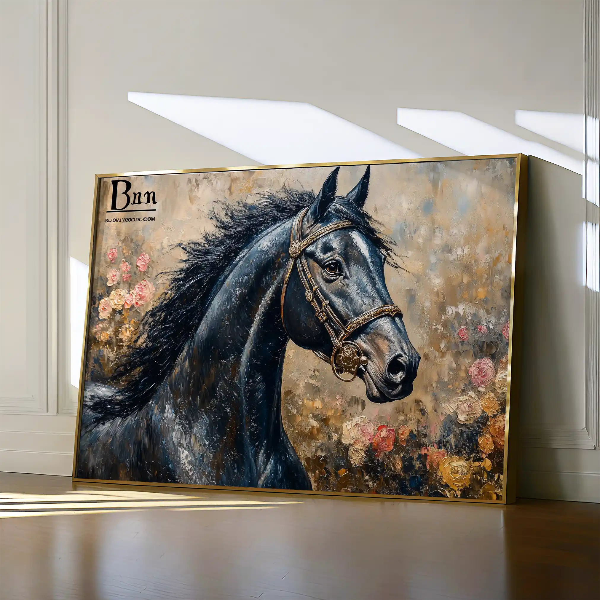 Horses 035 Canvas Art 60 x 40 cm / Black