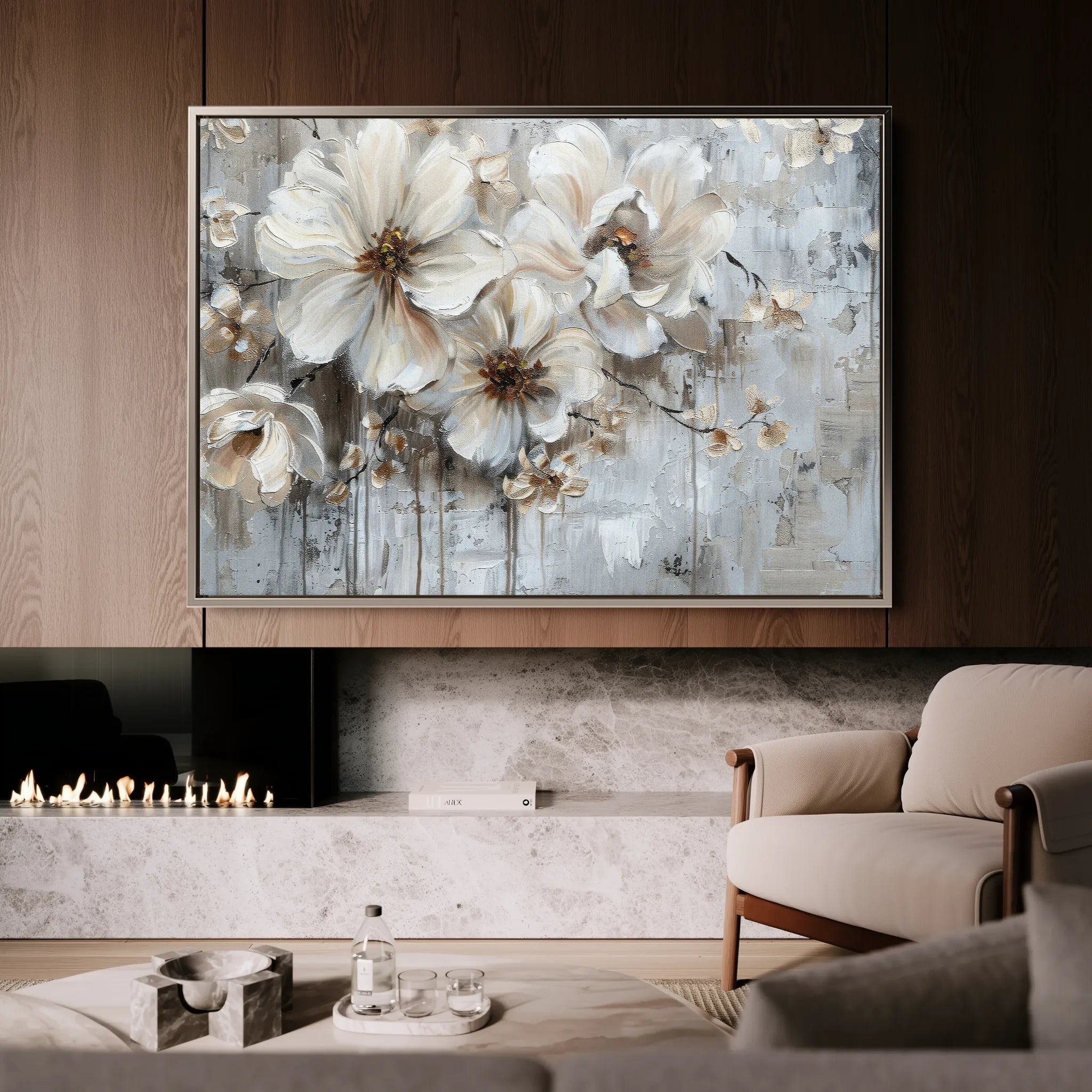 Floral 036 Canvas Art 18" x 24" / 45 x 60 cm / Black