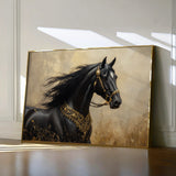 Horses 036 Canvas Art 18" x 24" / 45 x 60 cm / Black