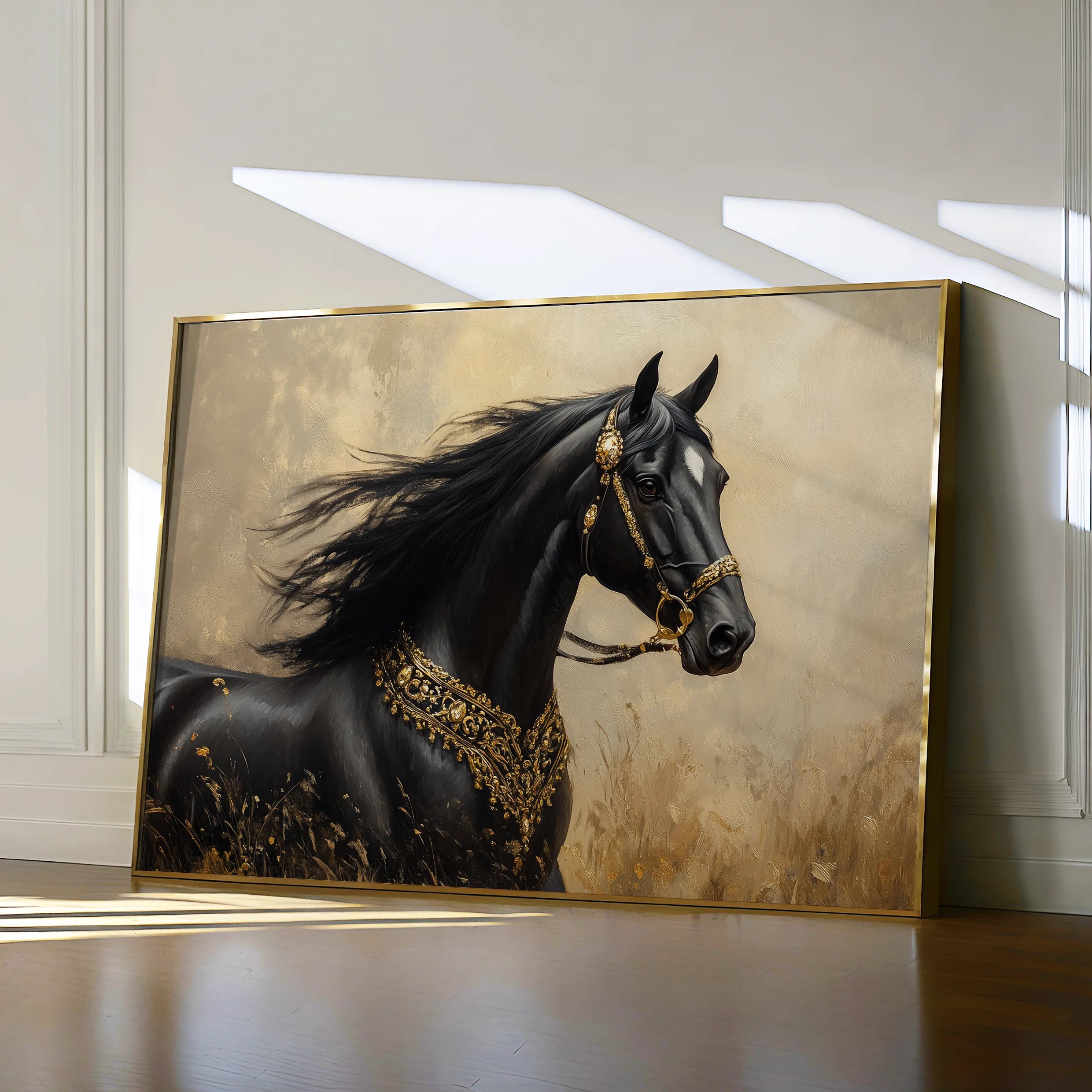 Horses 036 Canvas Art 18" x 24" / 45 x 60 cm / Black