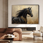 Horses 036 Canvas Art 18" x 24" / 45 x 60 cm / Black