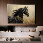 Horses 036 Canvas Art 18" x 24" / 45 x 60 cm / Black
