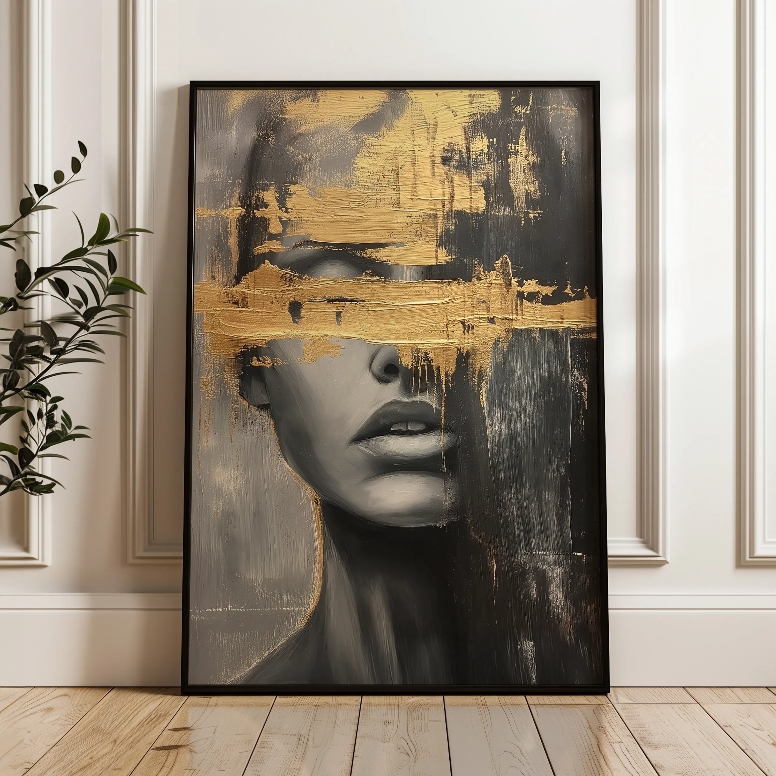 Portrait 036 Canvas Art 18" x 24" / 45 x 60 cm / Black