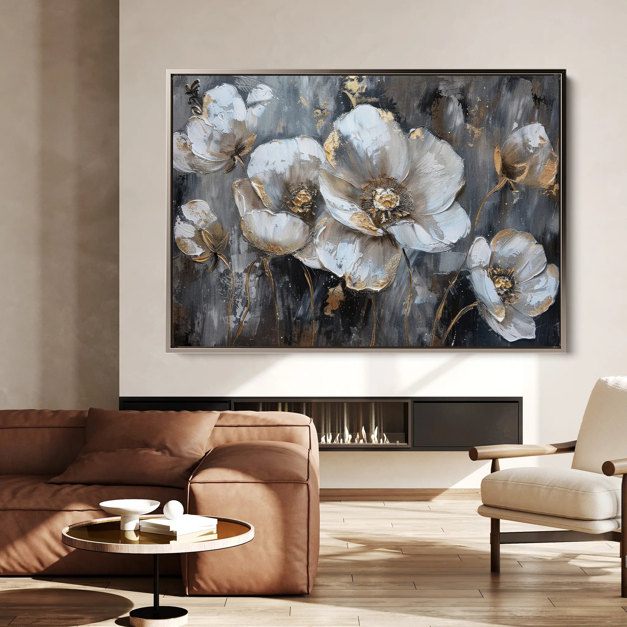 Floral 037 Canvas Art 18" x 24" / 45 x 60 cm / Black