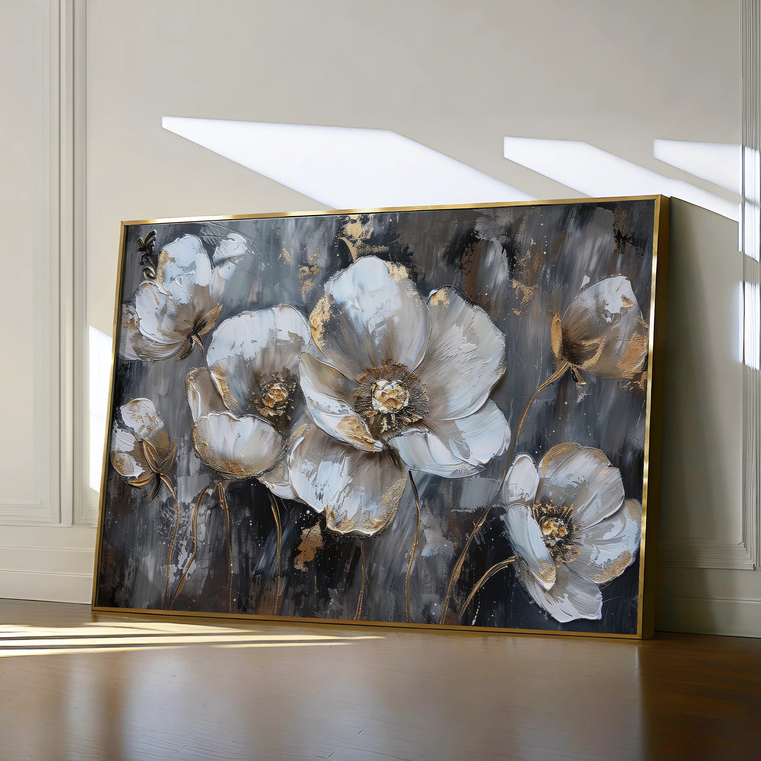 Floral 037 Canvas Art 18" x 24" / 45 x 60 cm / Black