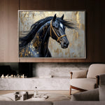 Horses 037 Canvas Art 18" x 24" / 45 x 60 cm / Black