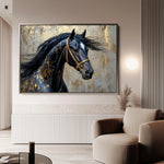 Horses 037 Canvas Art 18" x 24" / 45 x 60 cm / Black