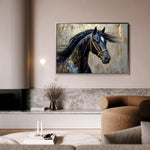 Horses 037 Canvas Art 18" x 24" / 45 x 60 cm / Black