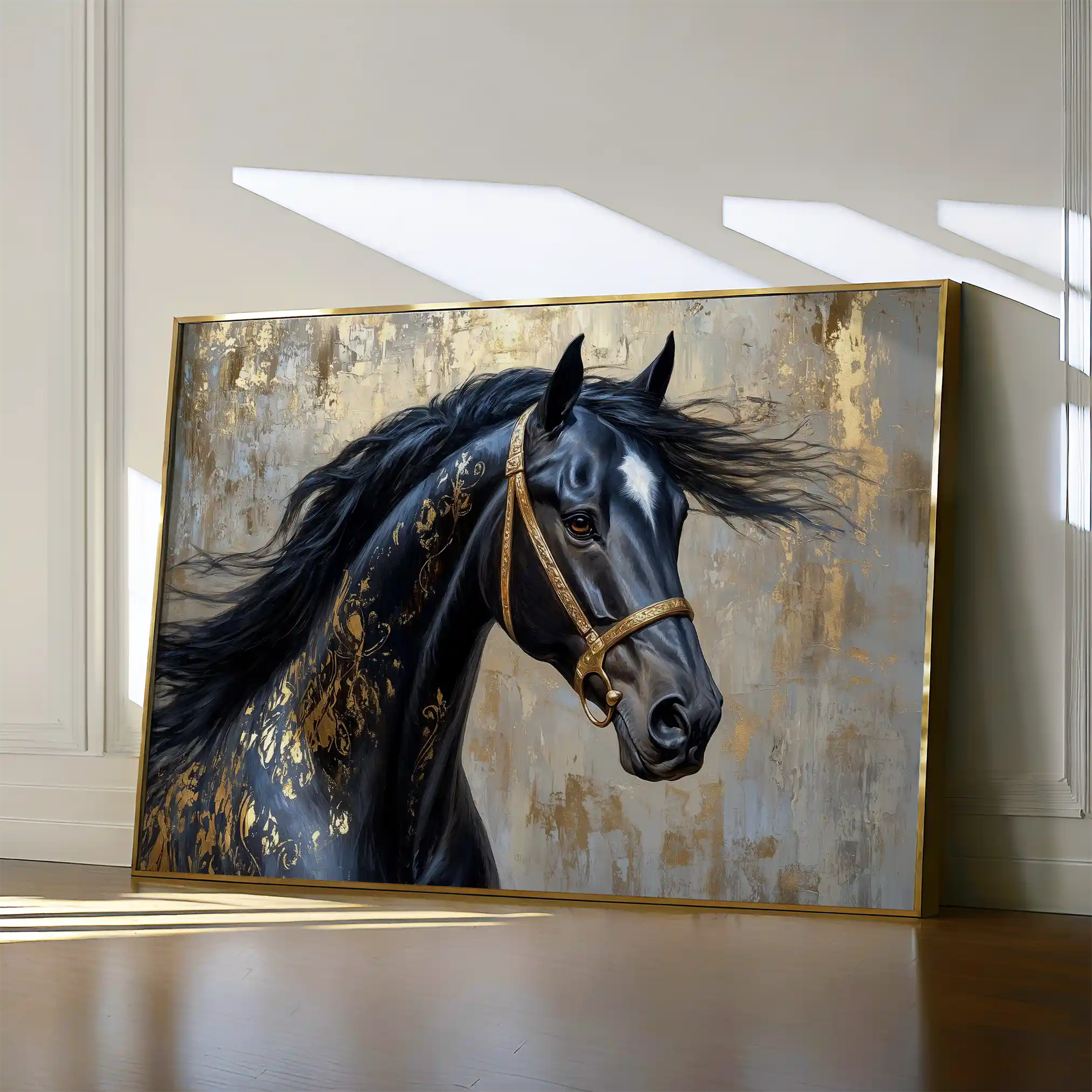 Horses 037 Canvas Art 60 x 40 cm / Black