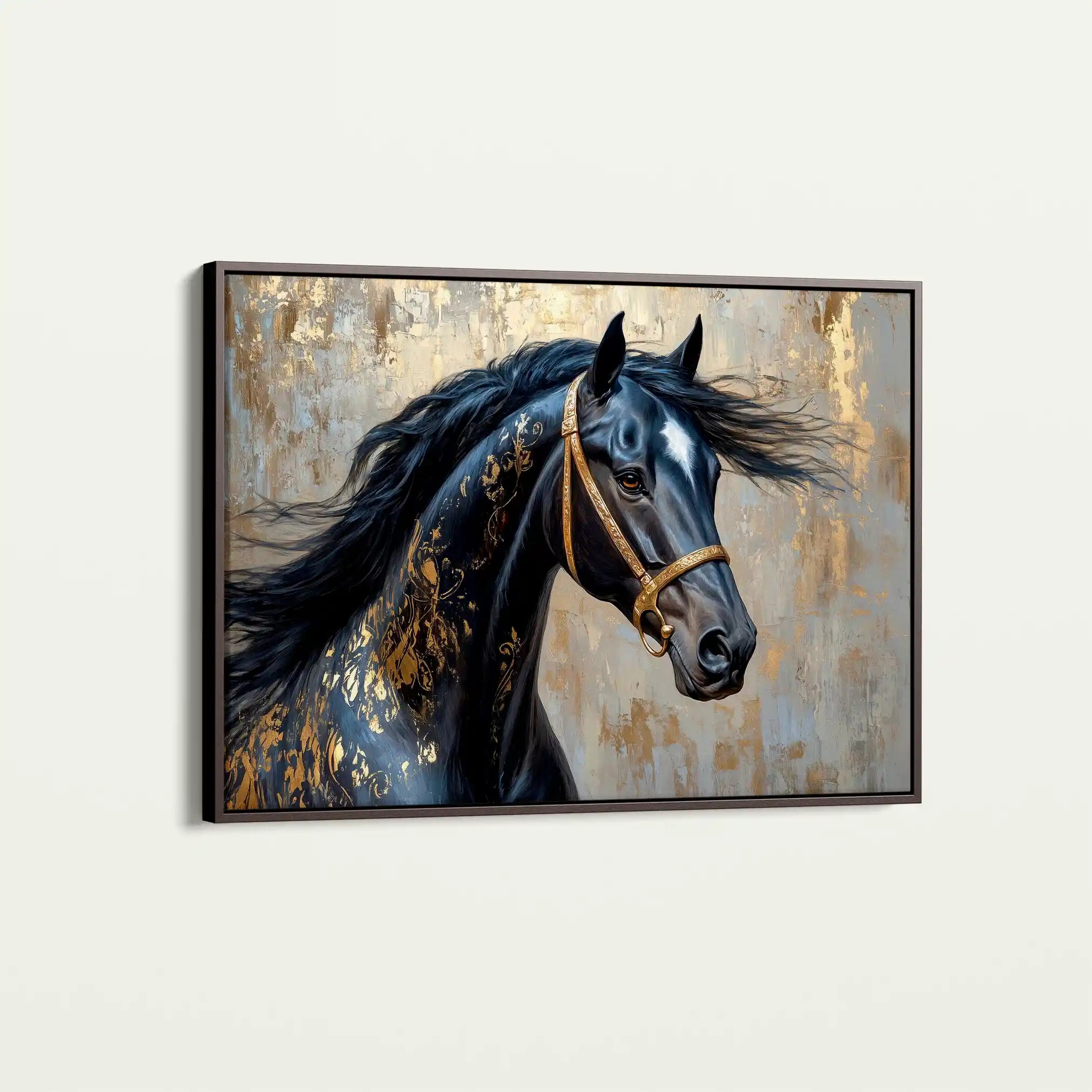 Horses 037 Canvas Art 60 x 40 cm / Black