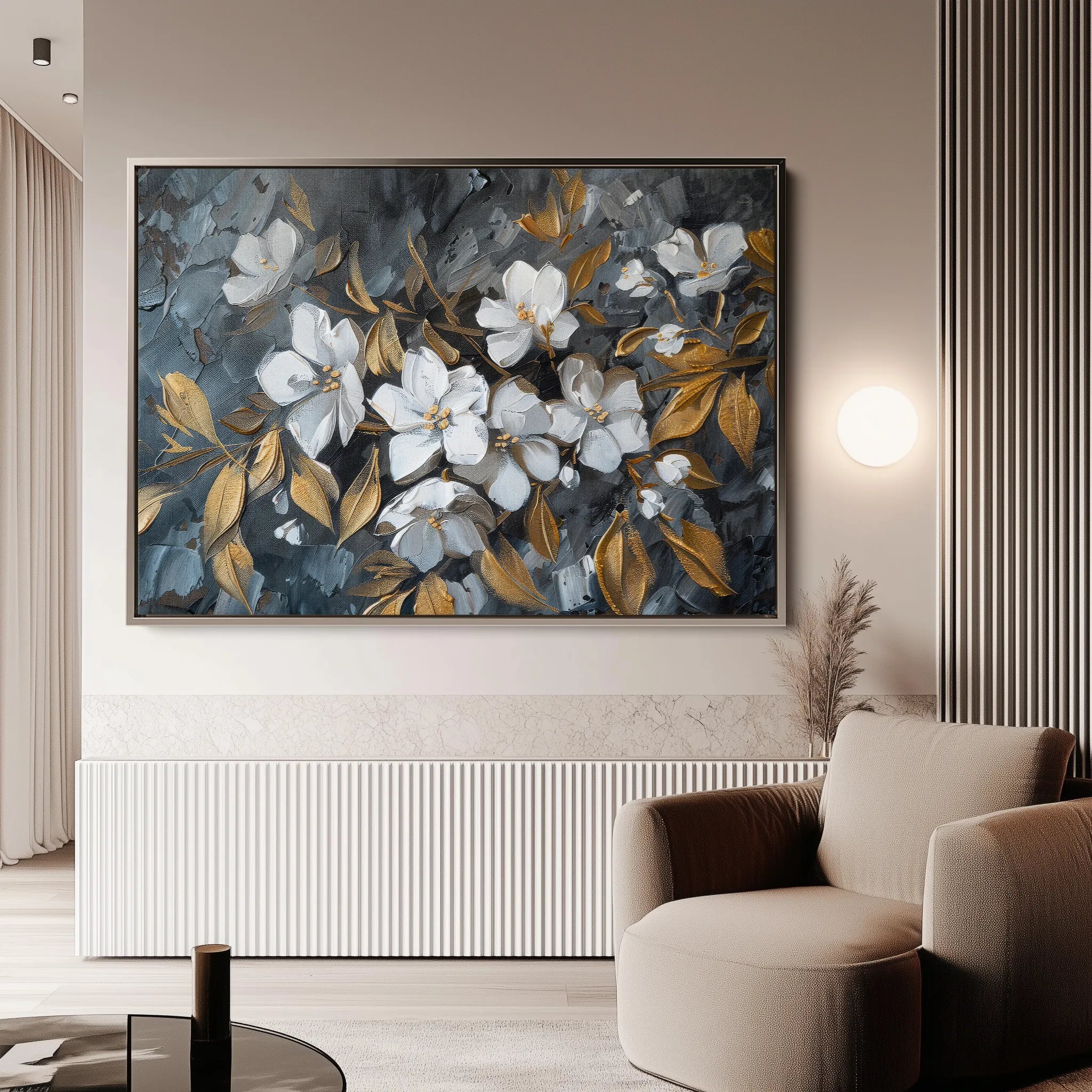 Floral 038 Canvas Art 18" x 24" / 45 x 60 cm / Black