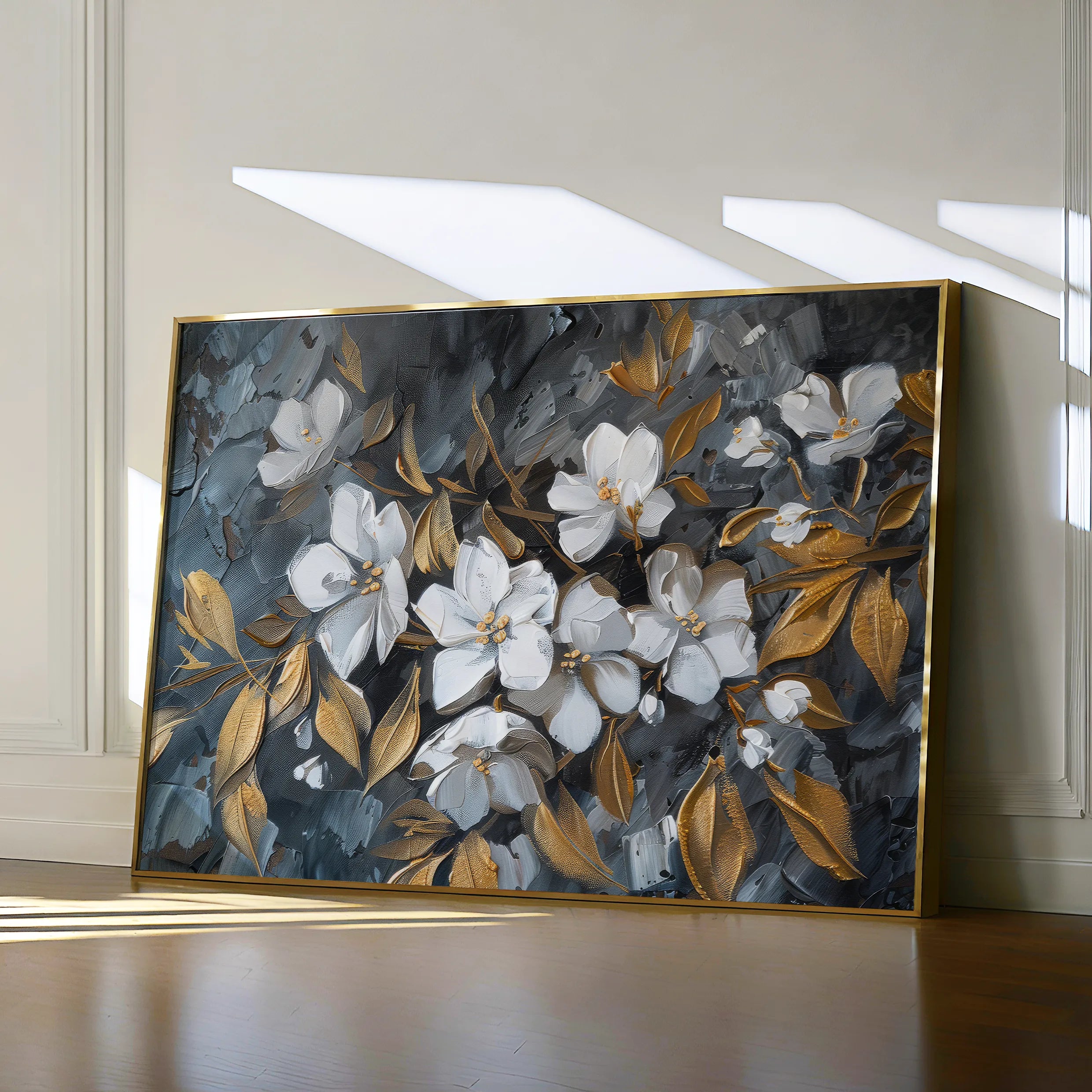 Floral 038 Canvas Art 18" x 24" / 45 x 60 cm / Black