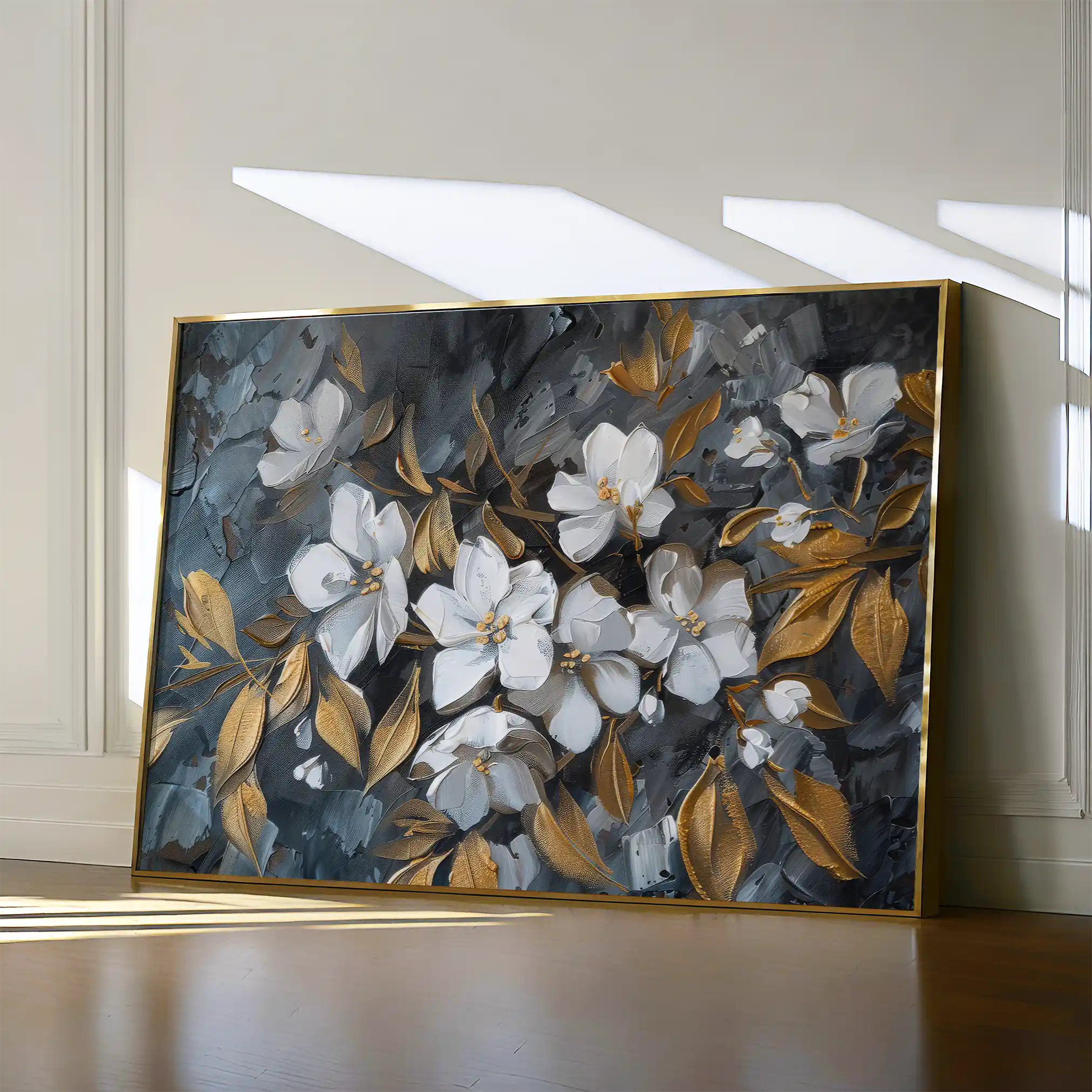 Floral 038 Canvas Art 60 x 40 cm / Black