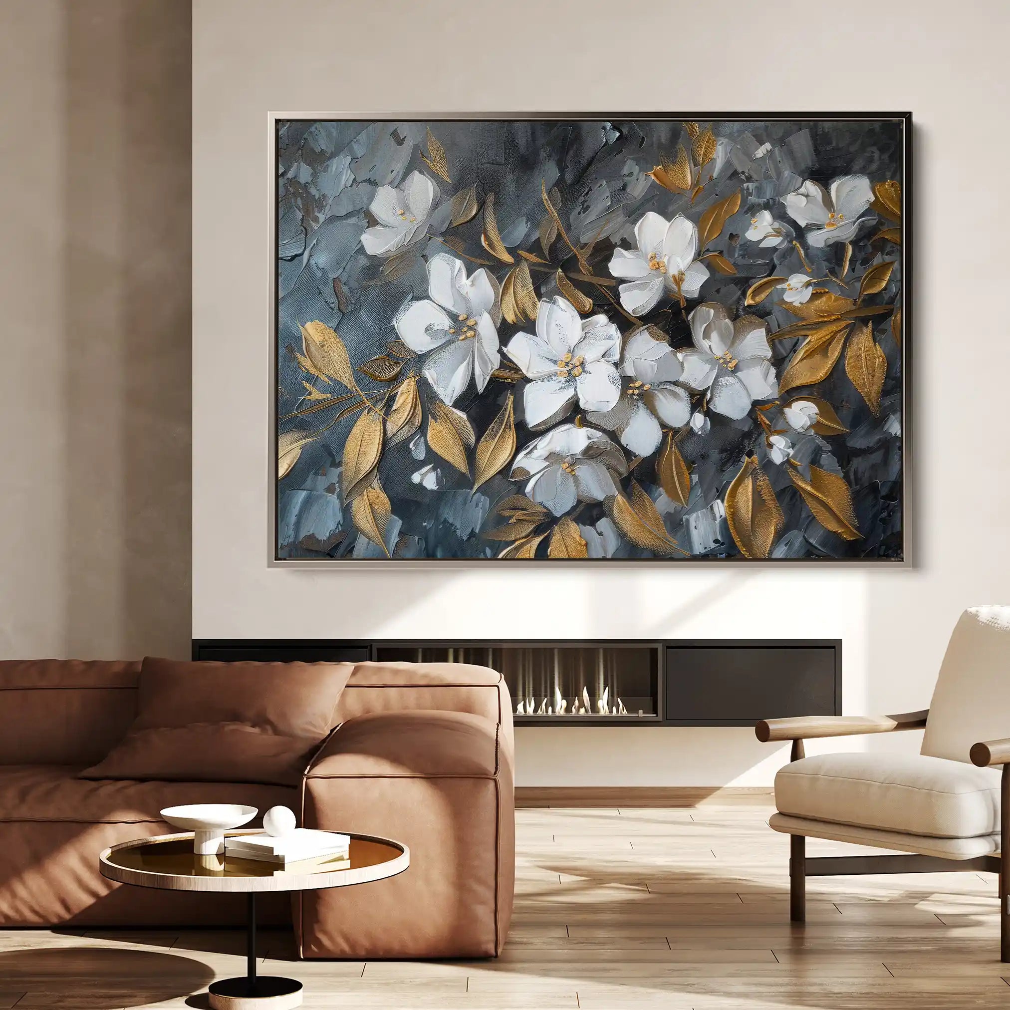 Floral 038 Canvas Art 60 x 40 cm / Black
