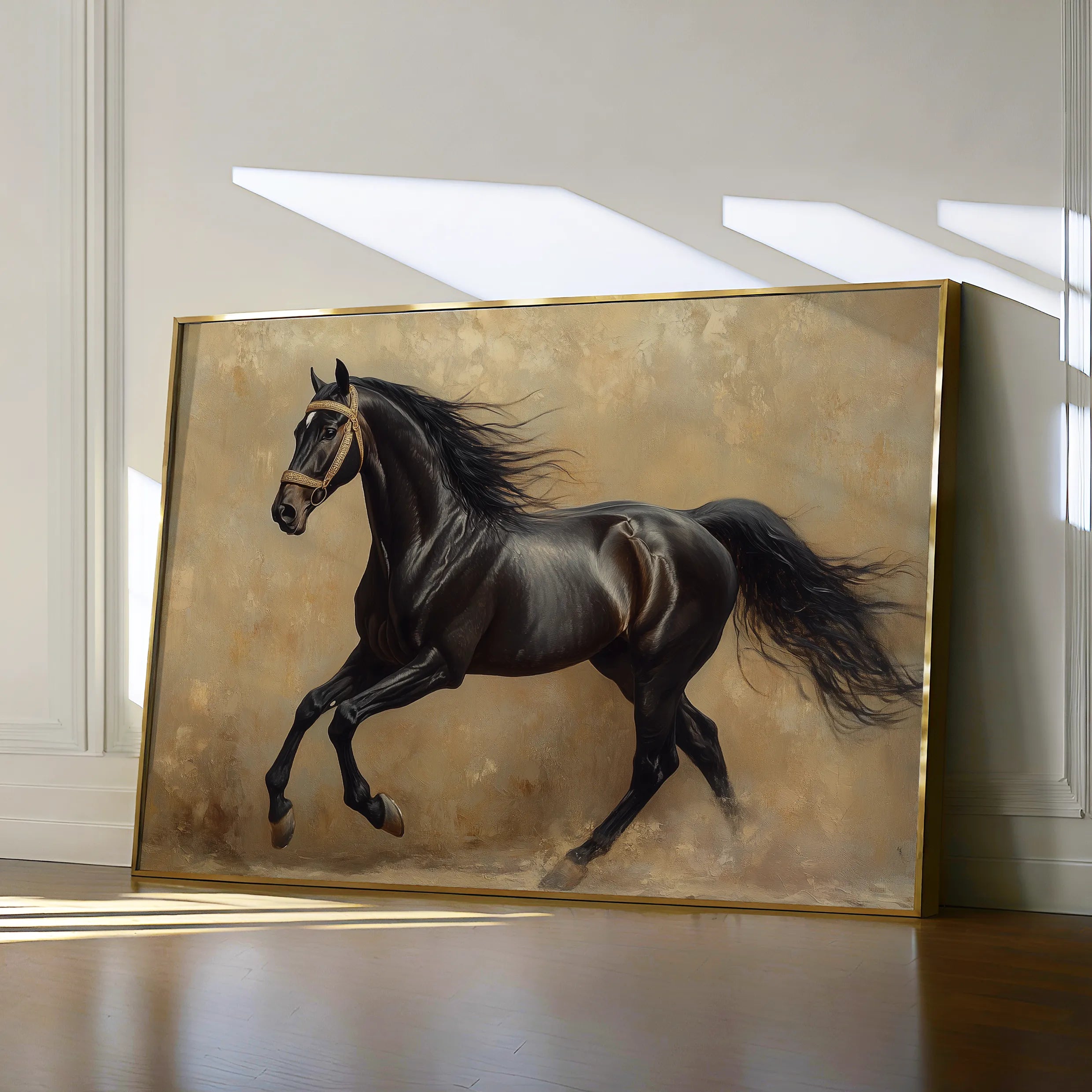 Horses 038 Canvas Art 18" x 24" / 45 x 60 cm / Black