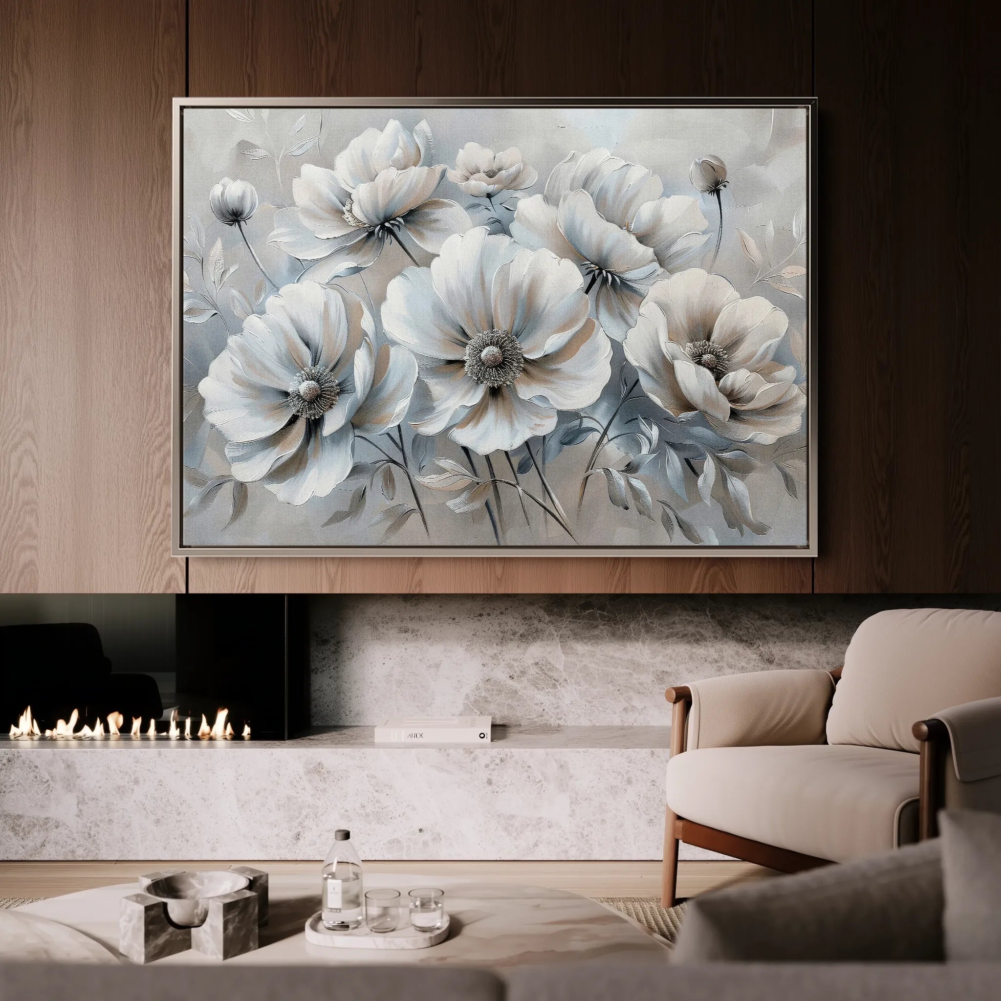 Floral 039 Canvas Art 18" x 24" / 45 x 60 cm / Black