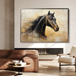 Horses 039 Canvas Art 18" x 24" / 45 x 60 cm / Black