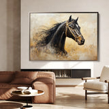 Horses 039 Canvas Art 18" x 24" / 45 x 60 cm / Black