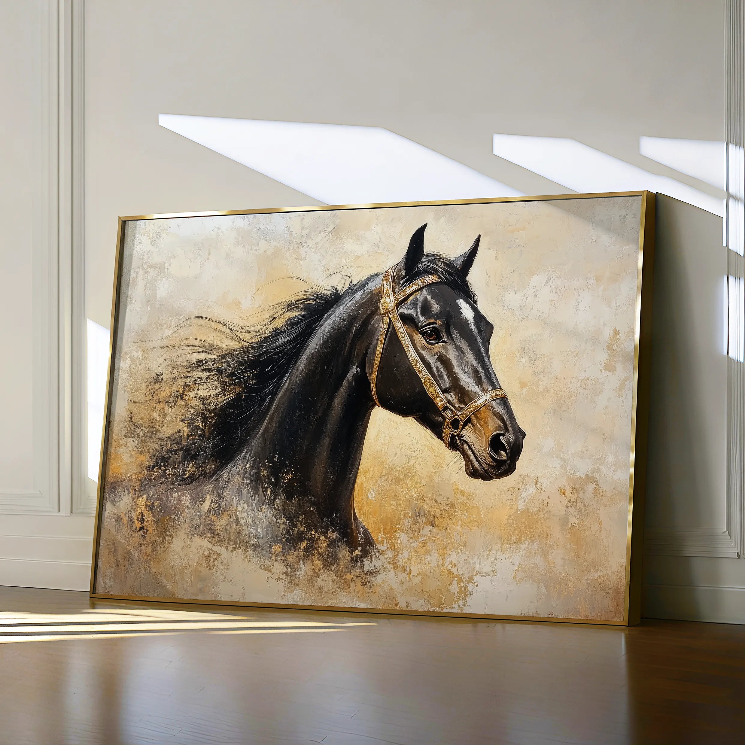 Horses 039 Canvas Art 18" x 24" / 45 x 60 cm / Black