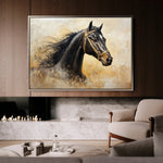 Horses 039 Canvas Art 18" x 24" / 45 x 60 cm / Black