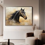 Horses 039 Canvas Art 18" x 24" / 45 x 60 cm / Black