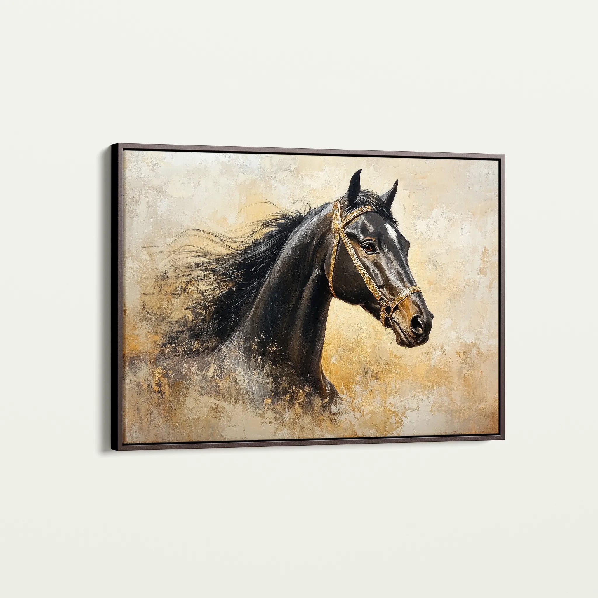 Horses 039 Canvas Art 18" x 24" / 45 x 60 cm / Black