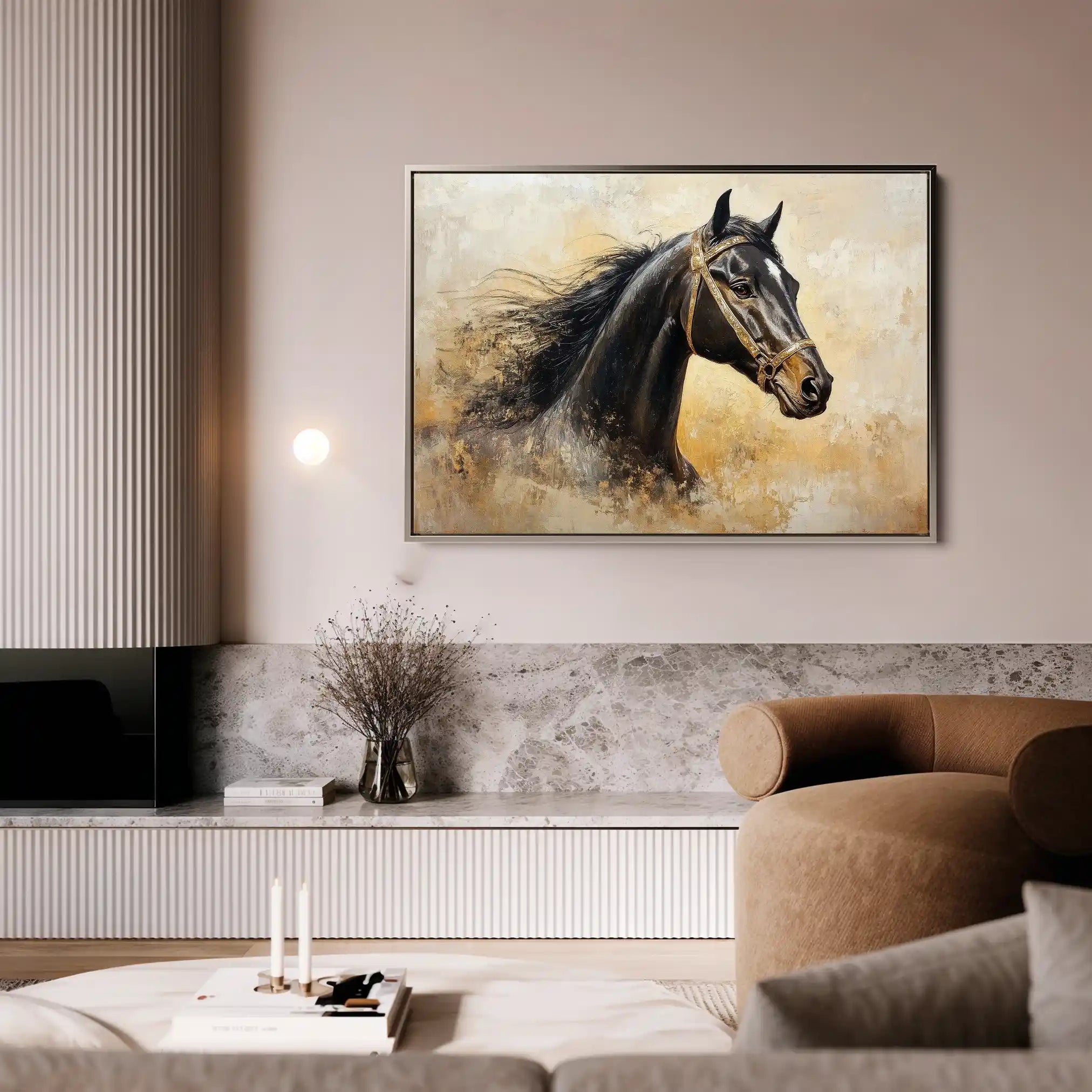 Horses 039 Canvas Art 60 x 40 cm / Black