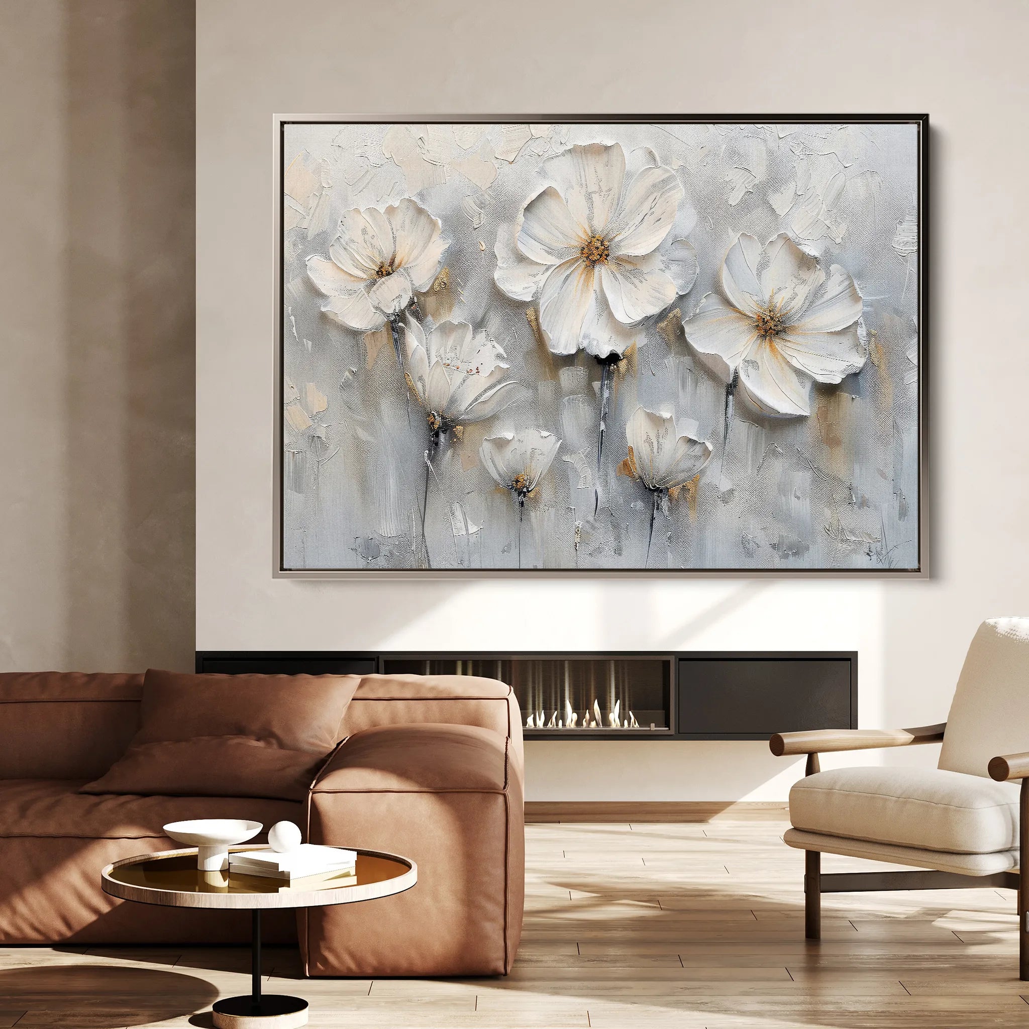 Floral 040 Canvas Art 18" x 24" / 45 x 60 cm / Black