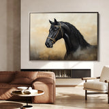Horses 040 Canvas Art 18" x 24" / 45 x 60 cm / Black