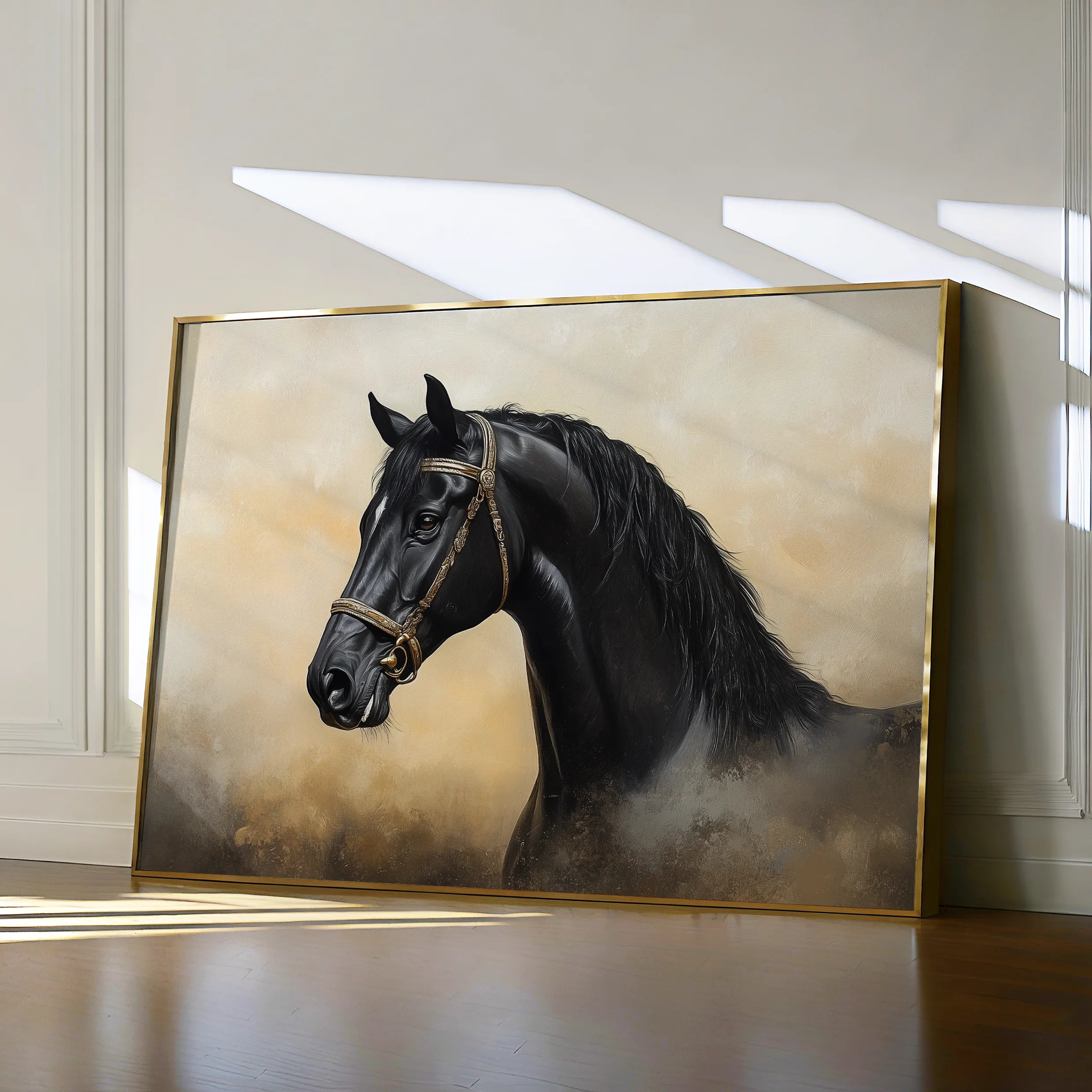 Horses 040 Canvas Art 18" x 24" / 45 x 60 cm / Black