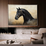 Horses 040 Canvas Art 18" x 24" / 45 x 60 cm / Black
