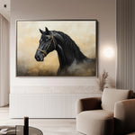 Horses 040 Canvas Art 18" x 24" / 45 x 60 cm / Black