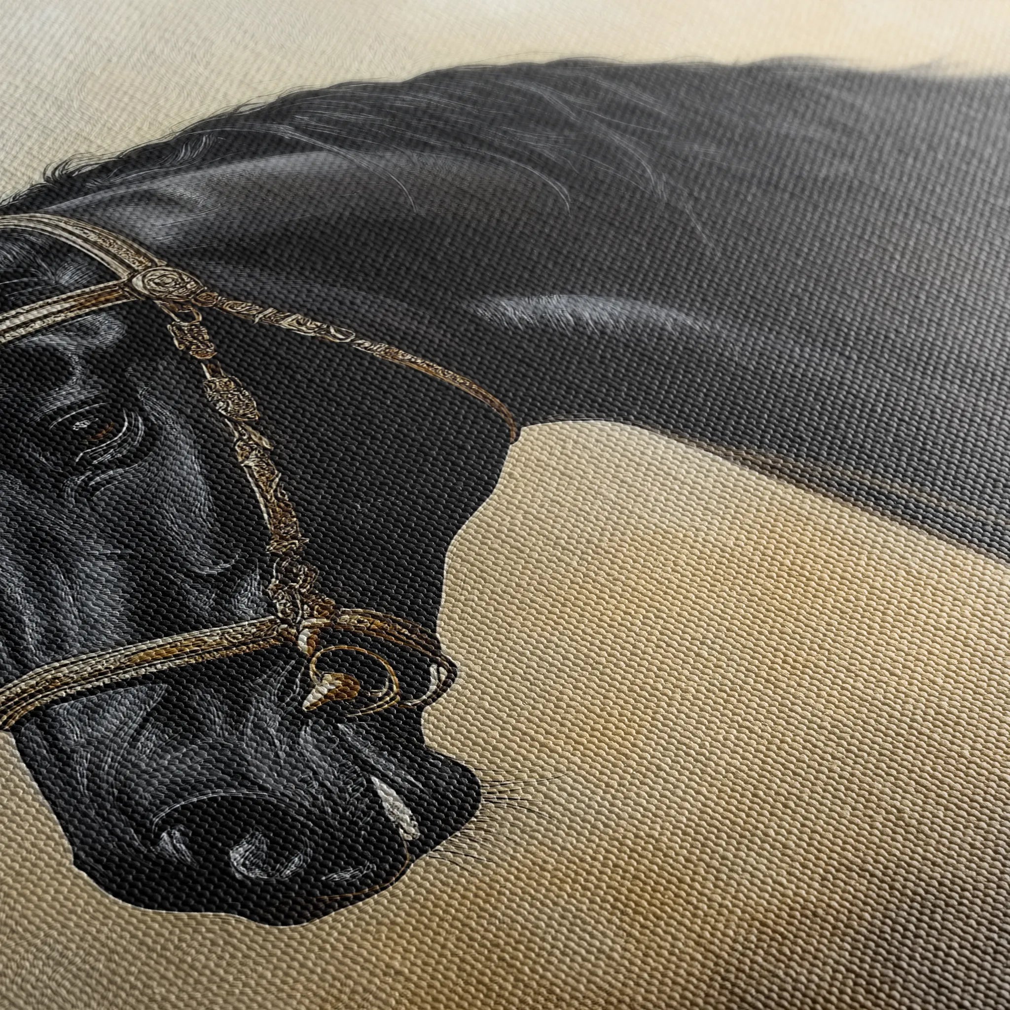 Horses 040 Canvas Art 18" x 24" / 45 x 60 cm / Black
