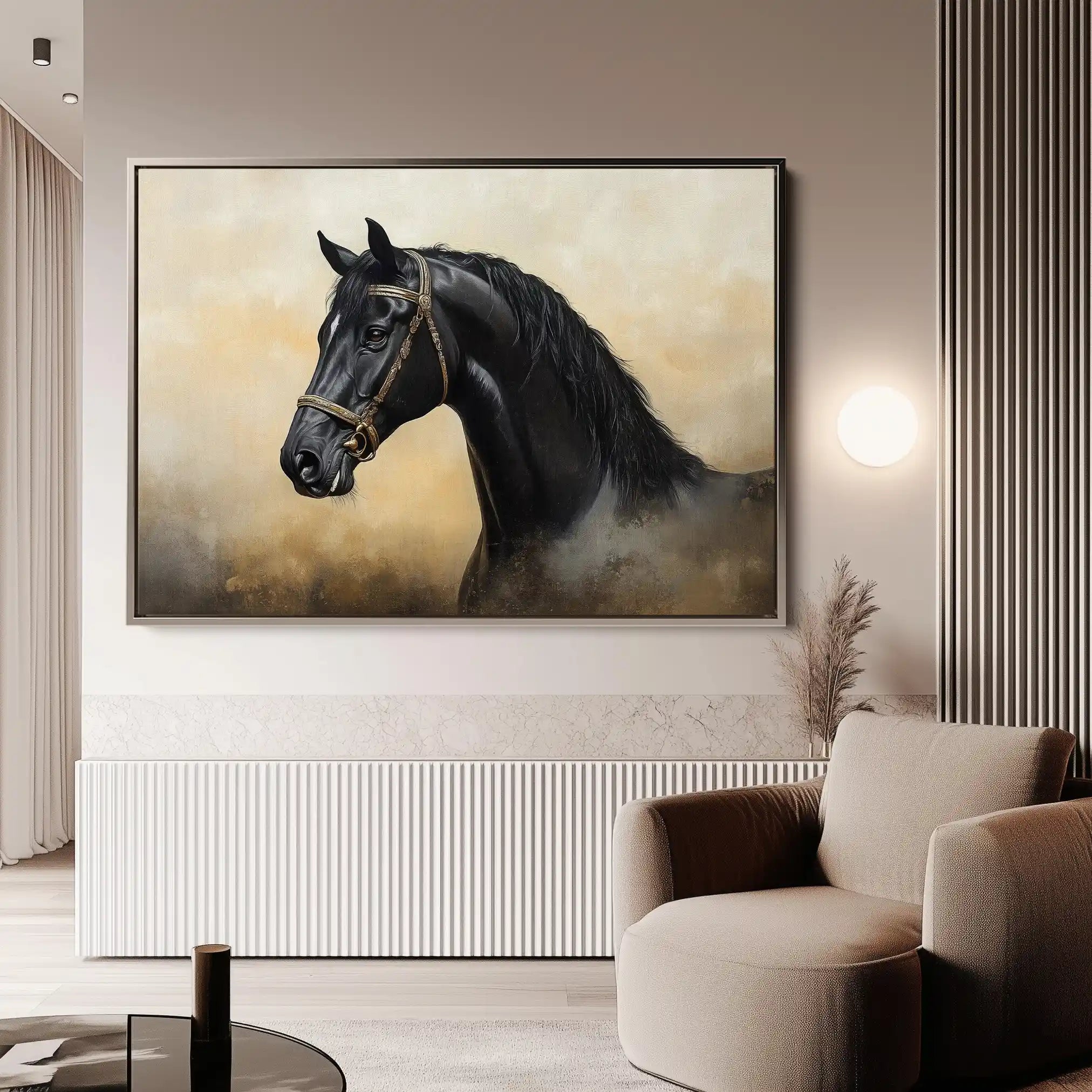 Horses 040 Canvas Art 60 x 40 cm / Black
