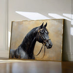Horses 041 Canvas Art 18" x 24" / 45 x 60 cm / Black