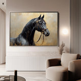 Horses 041 Canvas Art 18" x 24" / 45 x 60 cm / Black