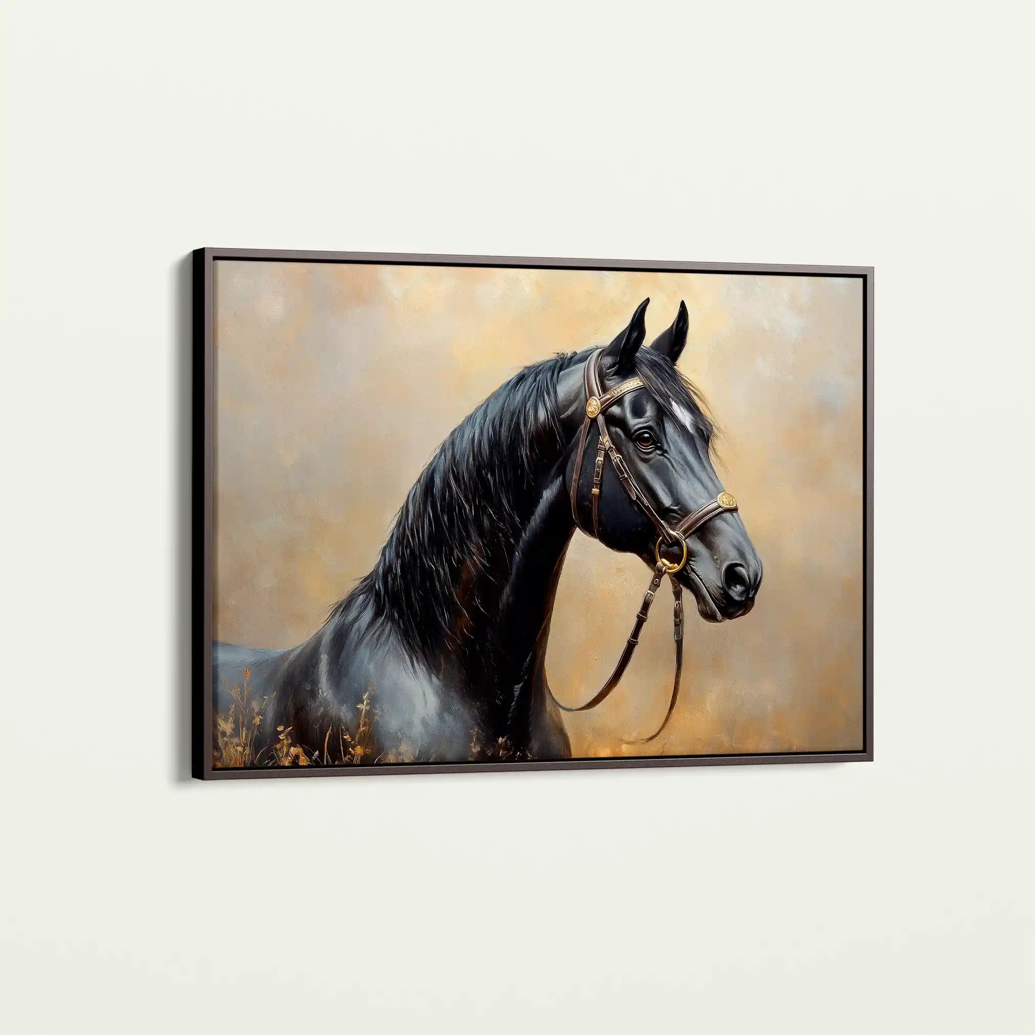Horses 041 Canvas Art 60 x 40 cm / Black