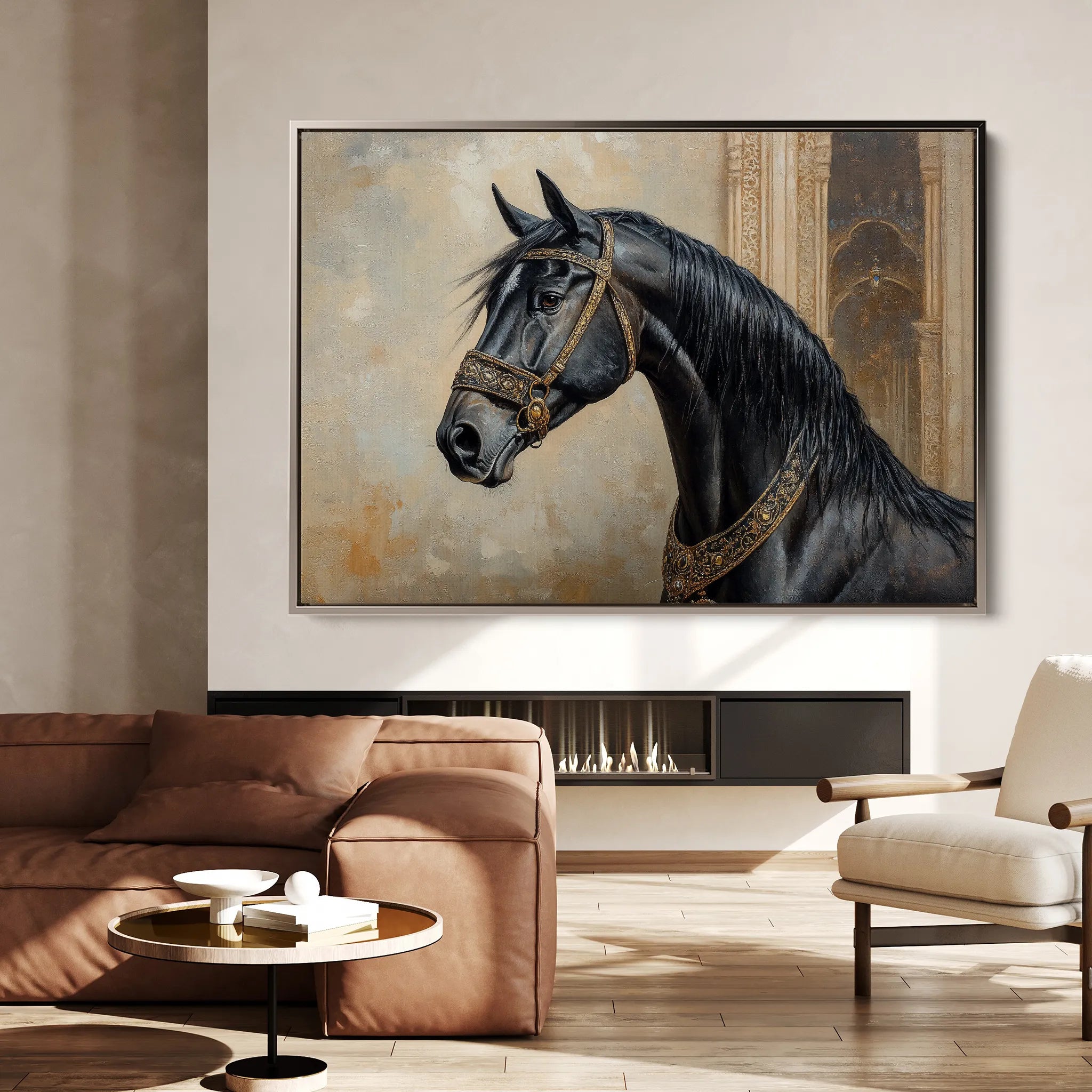 Horses 042 Canvas Art 18" x 24" / 45 x 60 cm / Black