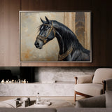 Horses 042 Canvas Art 18" x 24" / 45 x 60 cm / Black
