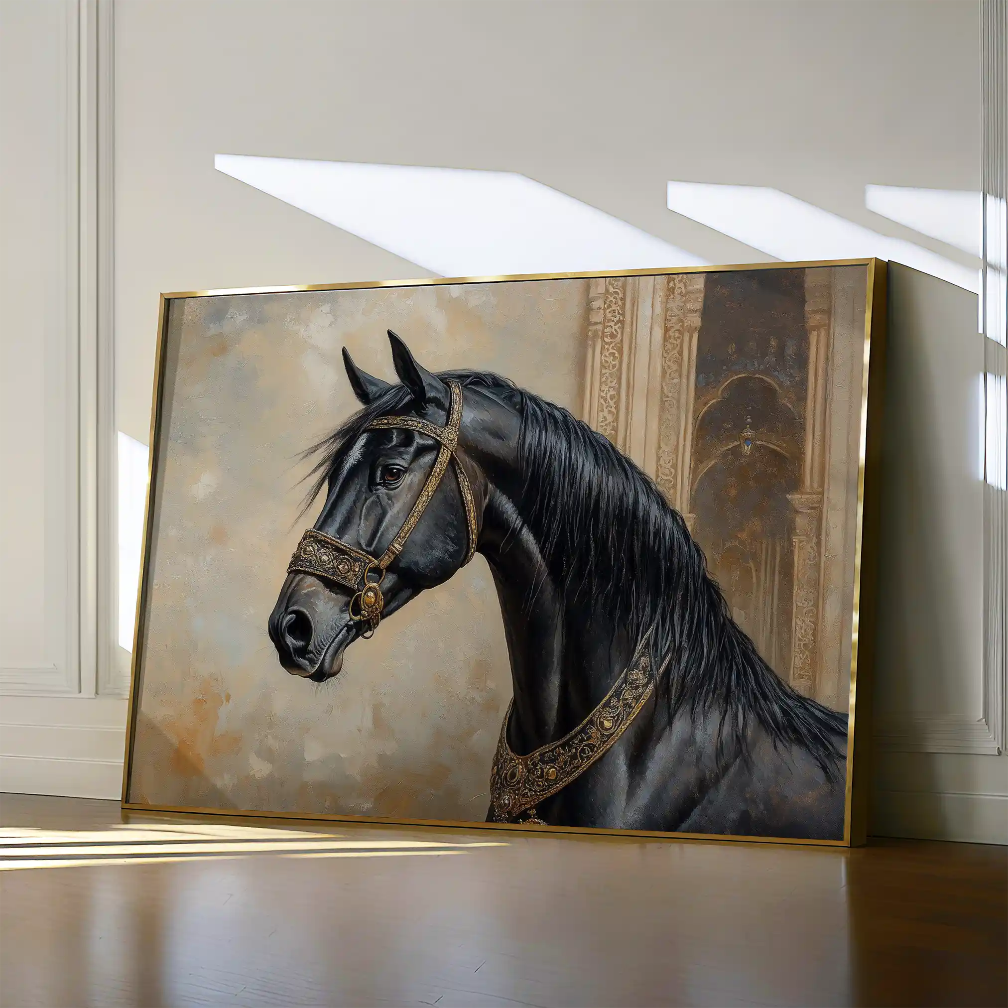 Horses 042 Canvas Art 60 x 40 cm / Black