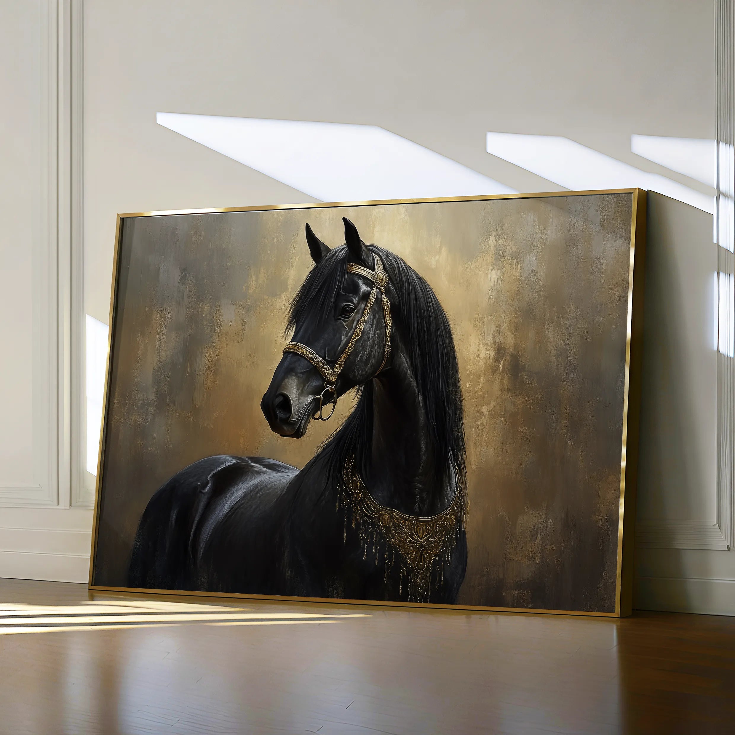Horses 043 Canvas Art 18" x 24" / 45 x 60 cm / Black