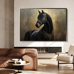 Horses 043 Canvas Art 18" x 24" / 45 x 60 cm / Black