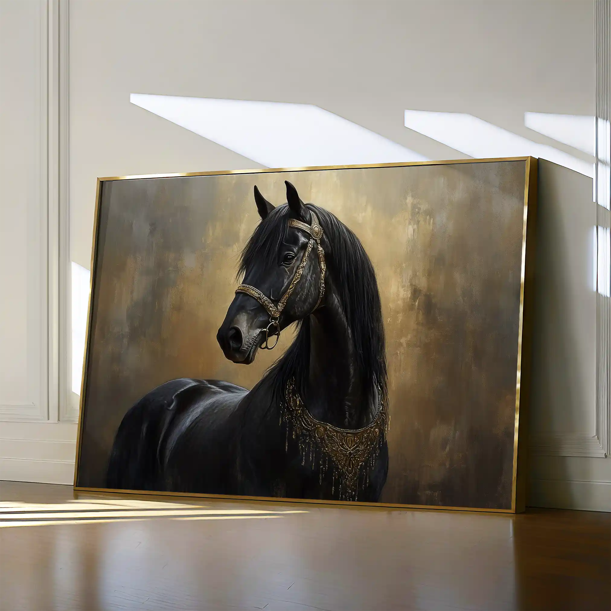 Horses 043 Canvas Art 60 x 40 cm / Black