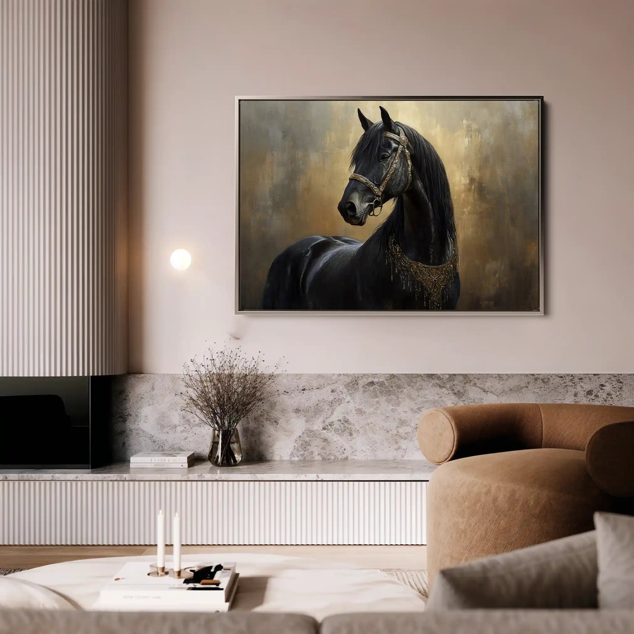 Horses 043 Canvas Art 60 x 40 cm / Black