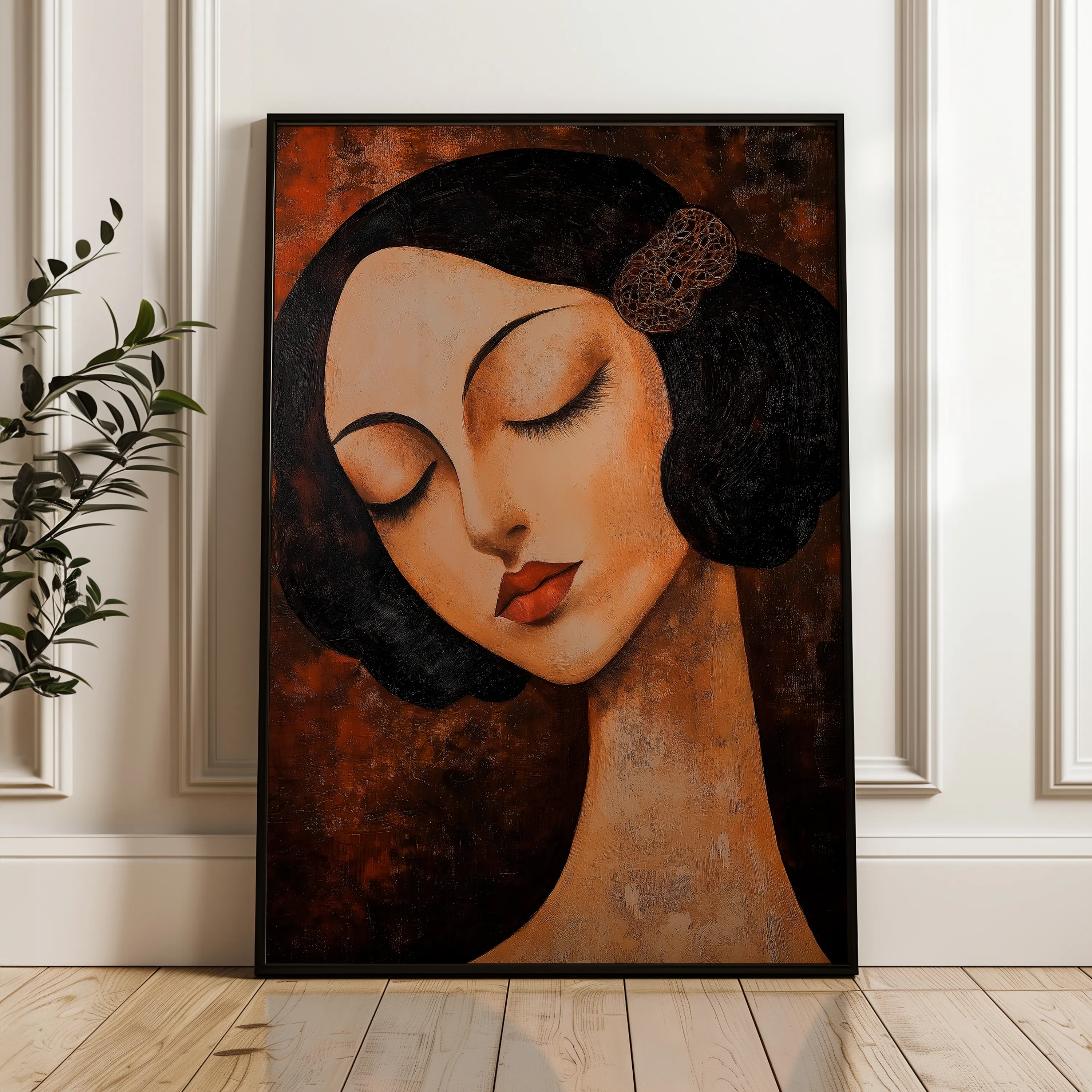 Portrait 043 Canvas Art 18" x 24" / 45 x 60 cm / Black